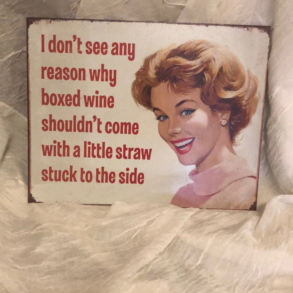 Nostalgia rustic metal wine sign 16”x12”